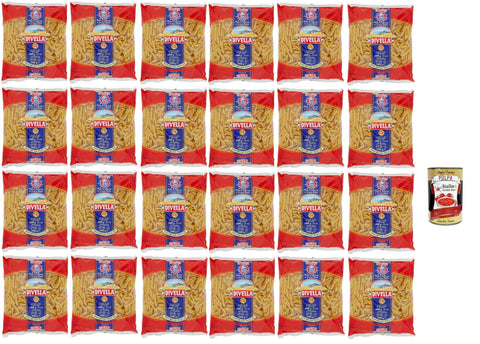 Divella Pasta 100% Italian Penne Mezzani Rigate 23, Durum Wheat Semolina Pasta, Cooking 9 Minutes 24 x 500 g + Italian Gourmet Polpa 400 g