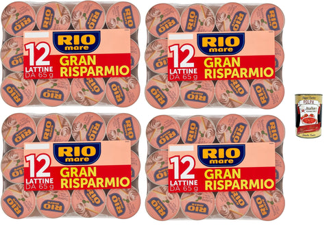 Rio Mare Tuna in Olive Oil - Storage Pack 48 × 65 g | Delicate & Aromatic | Practical Portion Tins | Ideal for Salads, Pasta & Sandwiches | Made in Italy + Italian Gourmet Polpa 400g