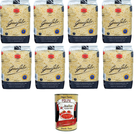 Garofalo Orzo N° 26 Gragnano IGP Durum Wheat Semolina Pasta 8 x 500 g + Italian Gourmet Polpa 400 g