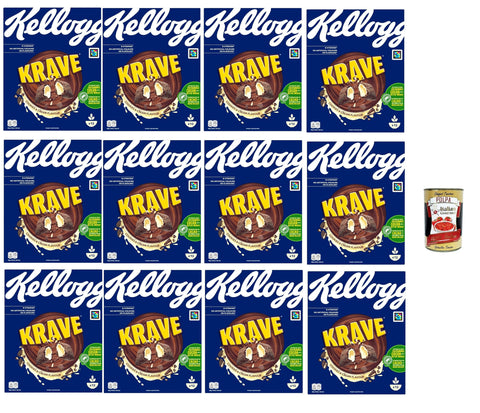 Krave Cookies & Cream | Biscuit and Cream Flavour | Breakfast Cereals | Breakfast Cereals, 12 x 375 g + Italian Gourmet Polpa 400 g