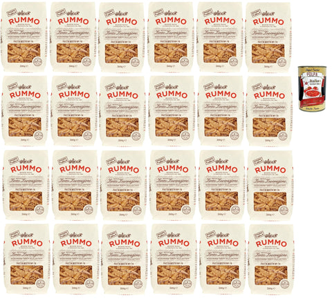 Rummo Pasta Mista n° 74 Pasta Lenta Lavorazione Pasta Made of Durum Wheat Semolina Bronze Drawing 24 x 500 g + Italian Gourmet Polpa 400 g
