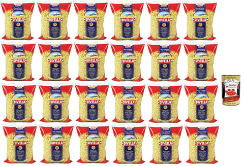 Divella Pasta 100% Italian Cocciolini 59, Durum Wheat Semolina Pasta, Cooking 7 Minutes 24 x 500 g + Italian Gourmet Polpa 400 g