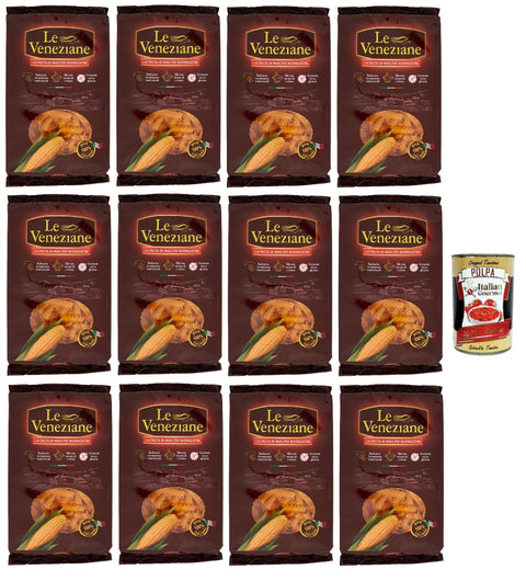 Le Veneziane Pasta di Mais Elicoidali, Senza Glutine, 100% Italian Corn Noodles, Gluten-Free. Gluten Free 12 x 250 g + Italian Gourmet Polpa 400 g