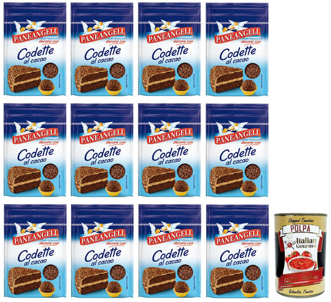 12 x Paneangeli Codette Cacao, Decoration Made of Oblong Cocoa Confetti, Resealable Pack of 50 g + Italian Gourmet Polpa di Pomodoro 400 g Tin