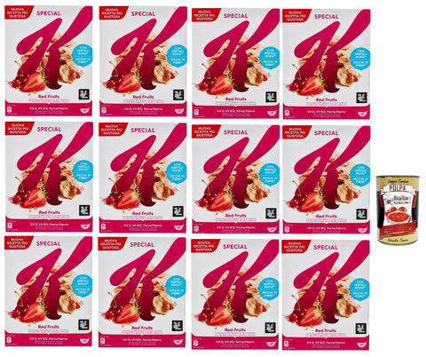 Special K Red Fruits Cereals Red Fruits Rice Flakes Whole Grain Wheat and Barley with Vitamins and Minerals with Red Fruits 12 x 290 g Cereal Flakes + Italian Gourmet Polpa 400 g