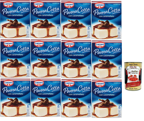 Cameo Panna Cotta Mix with Caramelised, Easy to Make Dessert, 1 Pack Mix and 1 Pack Caramelised, Box of 6 Servings, 12 x 97 g + Italian Gourmet Polpa 400 g