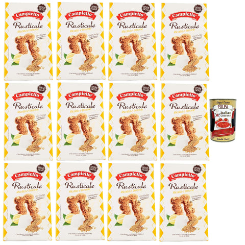 Campiello Biscuits Cereal with Ricotta and Lemon Rusticale, Cereal Biscuits with Ricotta and Lemon, 12 x 350 g + Italian Gourmet Polpa 400 g