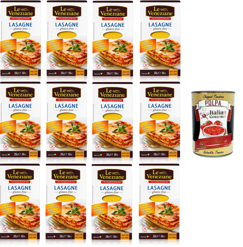 Le Veneziane Lasagne - Senza Glutine, Gluten-Free, 12 x 250 g + Italian Gourmet Polpa 400 g