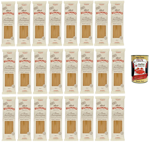 Rummo Spaghetti Grossi No.5 24 x 500 g | Durum Wheat Semolina, al Bronzo - Slow Dried, Extra Thick & Bite-Resistant - Premium Storage Pack 12 kg Family & Gastro + Italian Gourmet Polpa