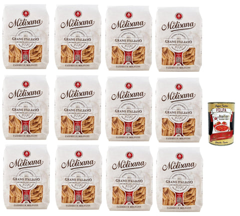 La Molisana Caserecce N. 29 Pasta Lenta Lavorazione Pasta Made of Durum Wheat Semolina Bronze Drawing 12 x 500 g + Italian Gourmet Polpa 400 g