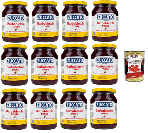 Zuccato Barbabietole Beetroot in Sweet Sour Marinade with Wine Vinegar - Flavoured, 12 x 330 g Glass - Italian Specialty + Italian Gourmet Polpa