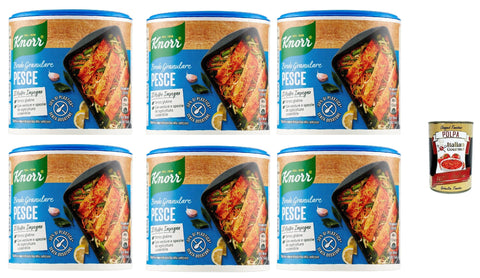 Knorr Brodo Granular Pesce Granulated Broth Fish 6 x 150 g, Sustainable Vegetable Broth, Gluten-Free, Lactose and Preservatives, for Soups and Grilled Meat + Italian Gourmet Polpa 400 g