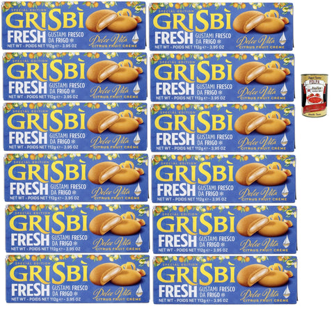 Grisbì Fresh Dolce Vita - Filled Biscuits with Citrus Fruit Crème, Special Edition, 12 x 112 g - Enjoy Chilled for Extra Freshness - Italian Pastry by Matilde Vicenzi + Italian Gourmet Polpa 400 g