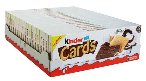 kinder Cards - 20 Individual Packs of 10 Crispy Waffles, Creamy Milk and Cocoa Filling and Biscuit Wafer with Children's Chocolate Flavour
