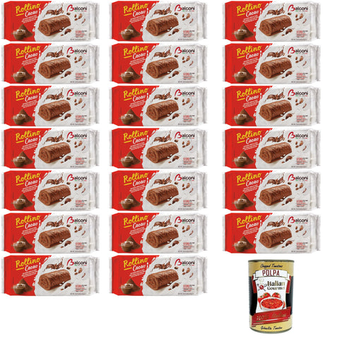 Balconi Rollino al Cacao, Con Golosa crema al cacao, cocoa roll, with delicious cocoa cream 20 x 222 g + Italian gourmet polpa 400 g