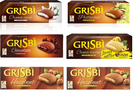 Vicenzi Grisbi Cocco Nocciola Cioccolato Pistacchio Lime 6 x 150 g Biscuits Cream Cookies Cake Bar