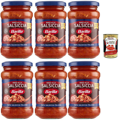 Sugo Ragù Salsiccia Condimento per Pasta, Ready Sauce with 100% Italian Sausage, 6 x 300 g + Italian Gourmet Polpa 400 g