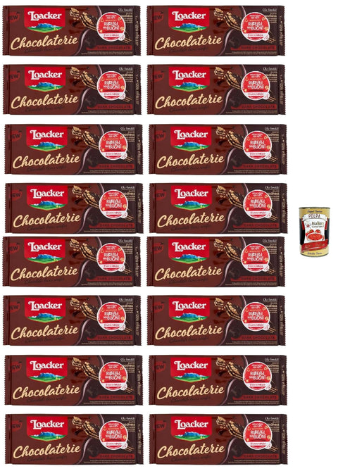 Loacker Chocolaterie Milk Chocolate 118 g Scented Waffles with Chocolate Cream Coated with Milk Chocolate 16 x 118 g + Italian Gourmet Polpa 400 g