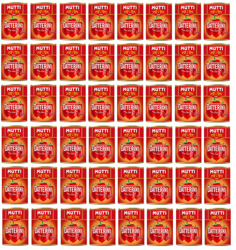 48 x Mutti Pomodorini Datterini Cherry Tomatoes Datterini Sweet Taste Oblong Shape Italian Sauce Tomatoes 400 g Tin
