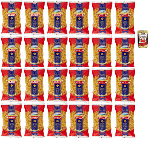Divella Pasta 100% Italian Penne Candela 29, Durum Wheat Semolina Pasta, Cooking 11 Minutes 24 x 500 g + Italian Gourmet Polpa 400 g