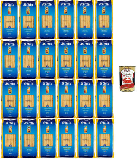 De Cecco Mafaldine Pasta, 500 g, Pack of 24, Italian Durum Wheat Semolina + Italian Gourmet Polpa 400 g