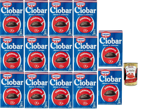 Cameo Ciobar Dark, Hot Chocolate, Density and Creamy Drink Mix with Dark Chocolate Flavour for 5 Cups, Suitable for Vegan Preparation, 14 x 115 g + Italian Gourmet Polpa 400 g