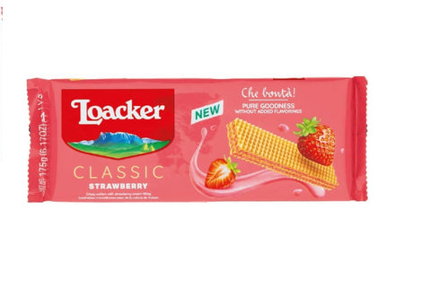 3x Loacker Wafer Classic Fragola Waffles filled with strawberry cream, 175 g