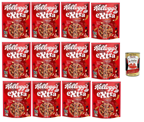 Cereali Extra "Frutti Rossi" | Try Chocolate and Red Fruits | Breakfast Cereals, Cereals with Crispy Oats | 12 x 375 g + Italian Gourmet Polpa 400 g
