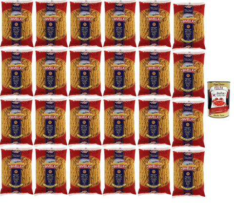 Divella Pasta 100% Italian Penne Zitoni 30, Durum Wheat Semolina Pasta, Cooking 8 Minutes 24 x 500 g + Italian Gourmet Polpa 400 g