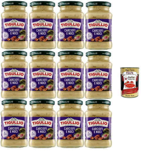 Star Tigullio Pesto Carciofi e noci Sauce Artichokes and Nuts, Gluten Free, 12 x 185 g + Italian Gourmet Polpa 400 g