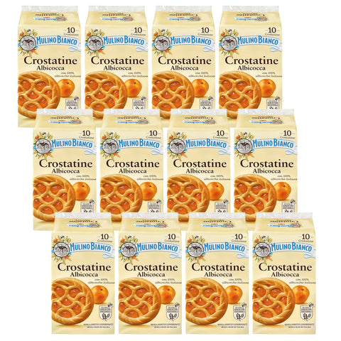 MULINO BIANCO Crostatine Albicocca - Italian Pastry, Mini Apricot Tarts, 400 g x 12 Packages (Apricot, x12)