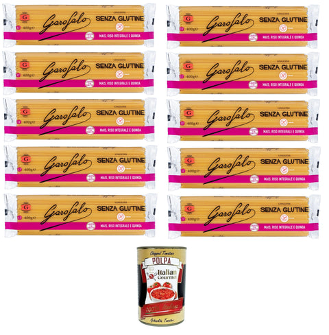 Garofalo Linguine, Gluten-Free Pasta Made from Corn, Natural Rice and Quinoa 10 x 500 g + Italian Gourmet Polpa 400 g