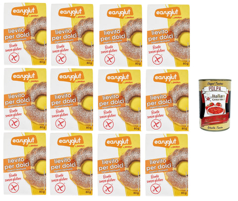 Pedon Easyglut Lievito per dolci senza glutine glutine baking powder 12 x 80 g + Italian Gourmet Polpa di Pomodoro 400 g