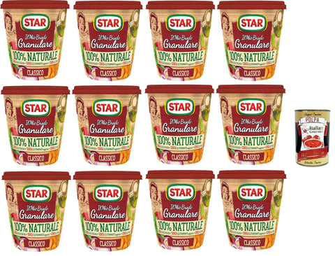 STAR Il Mio Brodo Granulare 100% Naturale Classico, 12 x 150 g, Rich in Flavour, Palm Oil Free, Glutamate Free, Glutamate Free, Gluten Free, Ideal for Seasoning Your Recipes + Italian Gourmet Polpa