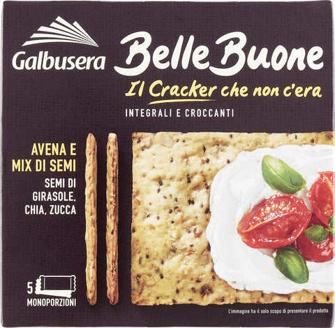 Galbusera BelleBuone Crackers Avena e Mix di Semi Whole Grain Cracker with Oats and Seed Mix (5 x 40 g) 200 g