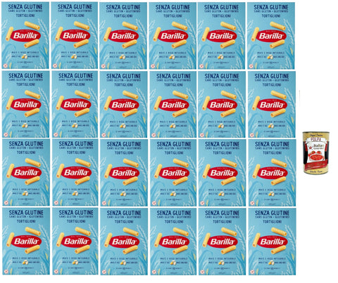 Barilla Gluten Free Tortiglioni - 24 x 400 g (9.6 kg) | Corn & Rice, Vegan & Lactose Free, al Dente in 10 Mins, Italian Pasta Storage Pack + Italian Gourmet Polpa