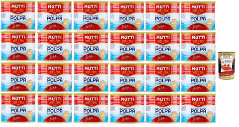 Mutti polpa di Pomodoro Tomato Pulp Tomato Sauce 100% Italian 24 x 210 g Tin + Italian Gourmet Polpa