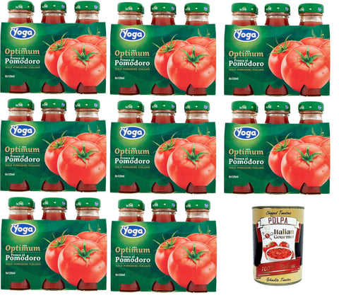 Yoga Succo di pomodoro Italian Tomato Juice Glass Bottles 8x 6 x 125 ml + Italian Gourmet Polpa 400g