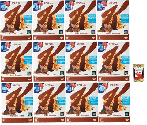 Special K Dark Chocolate, Cereals Dark Chocolate Rice Flakes Whole Grain Wheat and Barley with Vitamins and Minerals with Chocolate Curls 12 x 290 g Grain Flakes + Italian Gourmet Polpa 400 g