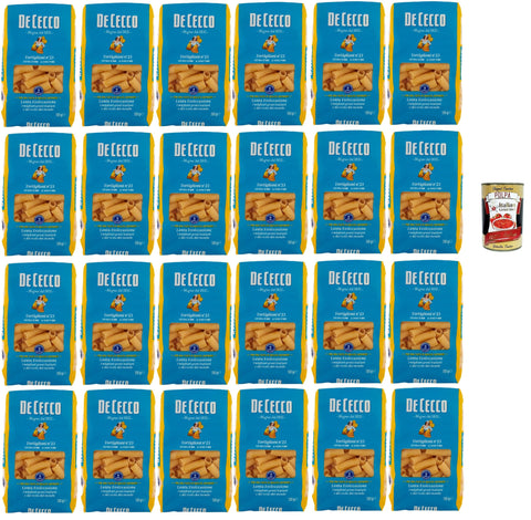 De Cecco Tortiglioni Pasta, 24 x 500 g Pack, Durum Wheat Semolina Spaghetti, Italian Premium Quality, + Italian Gourmet Polpa 400 g