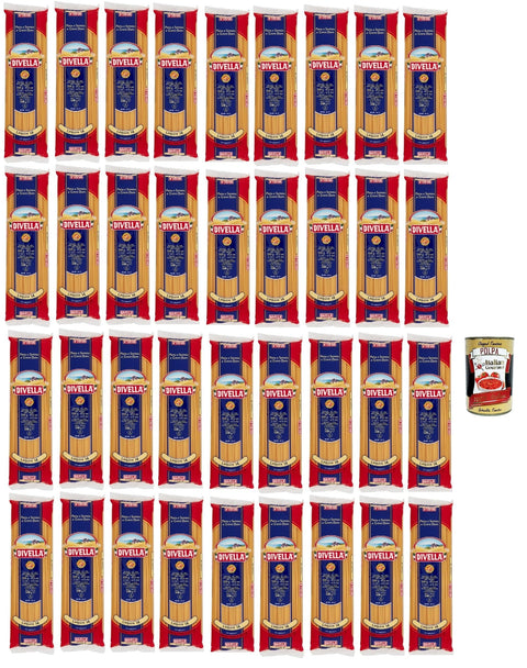Divella Pasta 100% Italian Linguine N° 14, Durum Wheat Semolina Pasta, Cooking 8 Minutes 36 x 500 g + Italian Gourmet Polpa 400 g