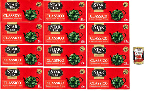 Star Tea Thè Classico, the classic black tea, 25 filters, a fine blend with selected harvested leaves, 12 x 37.5 g + Italian gourmet polpa 400 g