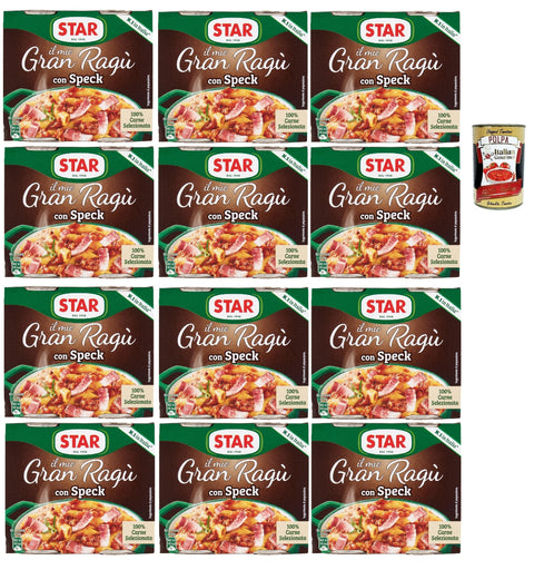 Star il mio Gran Ragù con Smoked Ham, with 100% Italian Meat, N.1 in Italy, 12 x Pack of 2 Tins of 180 g + Italian Gourmet Polpa 400 g