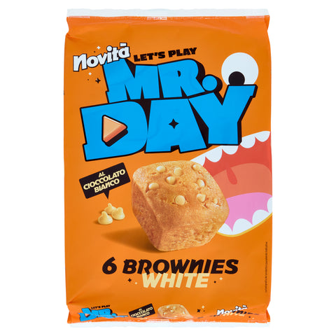 7x Mr.Day Brownies White al Cioccolato Bianco, White Chocolate Brownies, Breakfast Sweet Cake 210 g