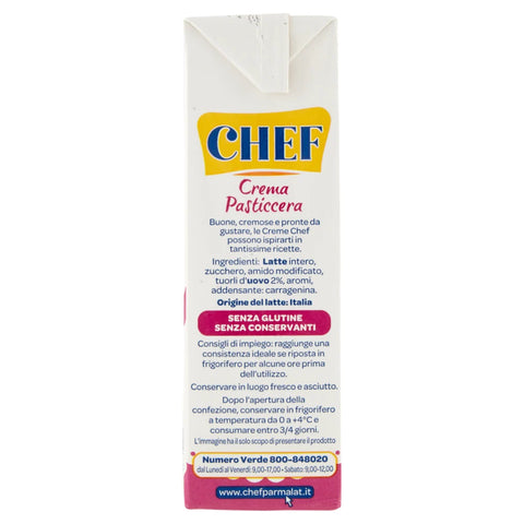 12x Parmalat Chef Crema Pasticcera Pudding Cream for Cakes Ready Ready 530 g Desserts Pastry Product Gluten Free Free from Preservatives Dessert Sauces