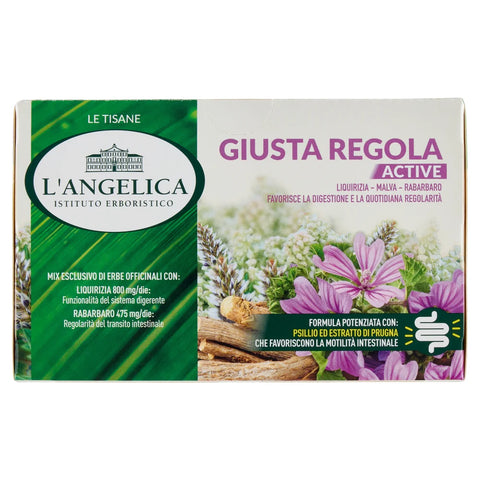 10x L'Angelica Le Tisane Giusta Regola Active herbal tea with Psyllium and Plum extract to enhance intestinal motility action 18 Filters