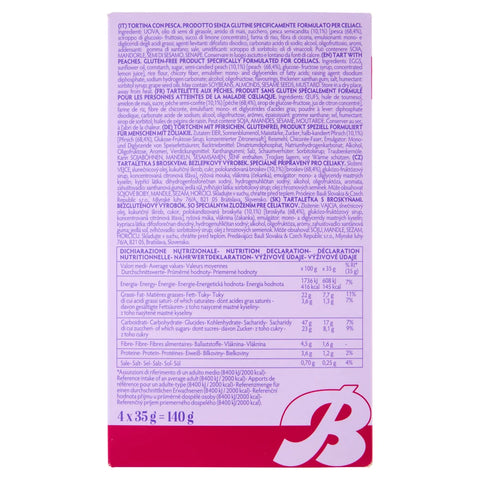 8x Bauli Tortina Pesca Senza Glutine, Peach Cake, Gluten Free, For a Gluten-Free Breakfast 140 g