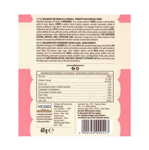 4x Vicenzi Macaron alla Fragola Strawberry Macaron 60gr