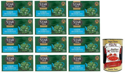 12x Star Tea Verde Deteinato Green Tea without Complexion, Pack of 25 Filters + Italian Gourmet Polpa di Pomodoro 400 g Tub