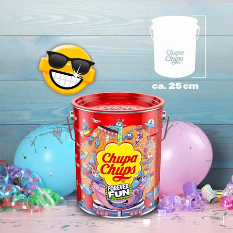 Chupa Chups Forever Fun Lollipop Bucket in Tin 150 Assorted Pieces 1800g